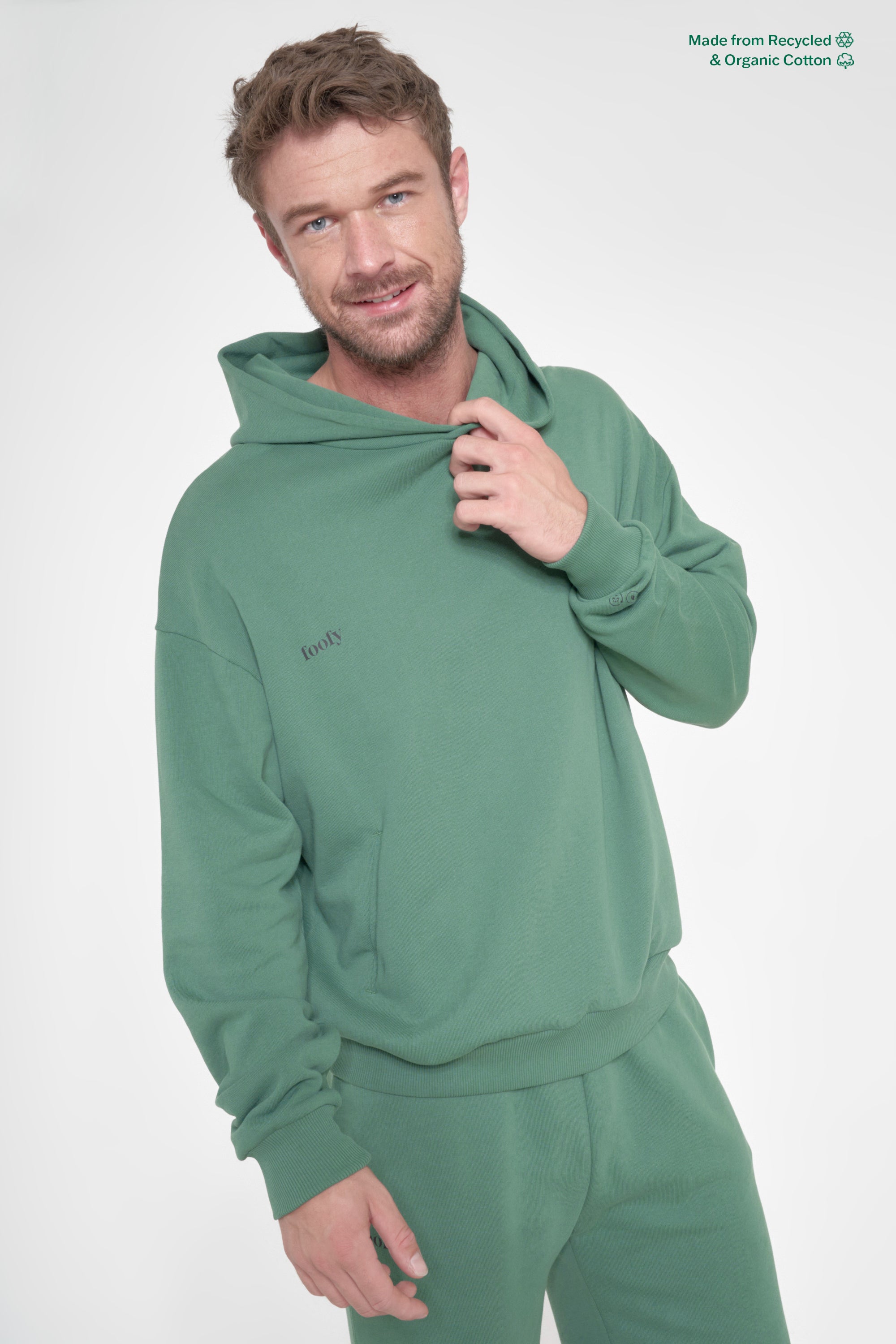  Foofy Green color Hoodie 