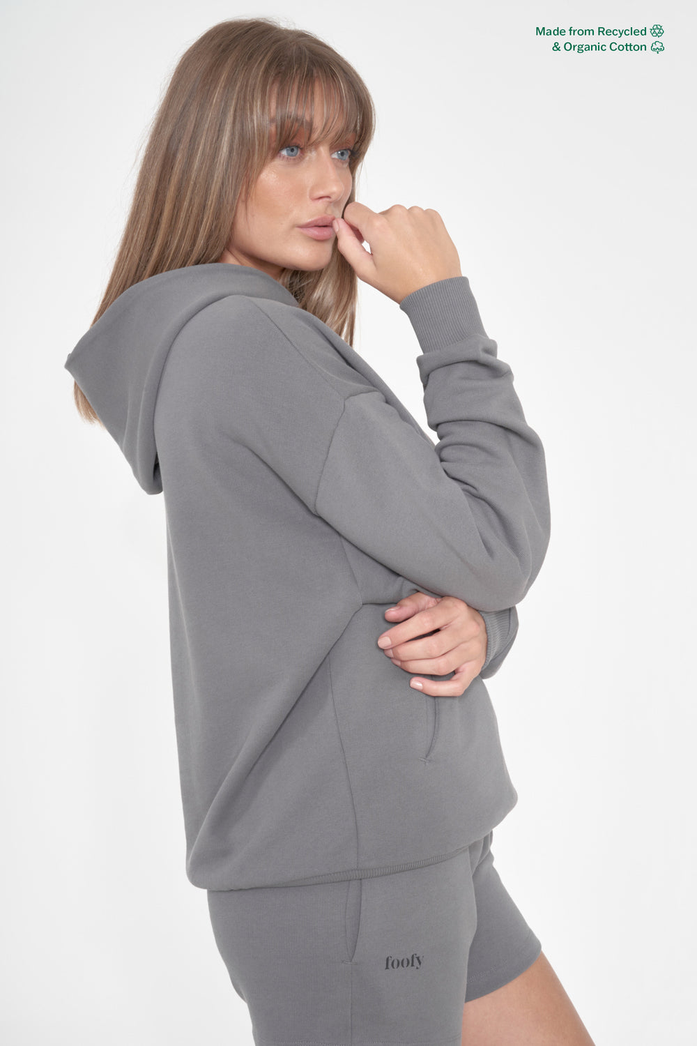  Foofy Gray color Hoodie 